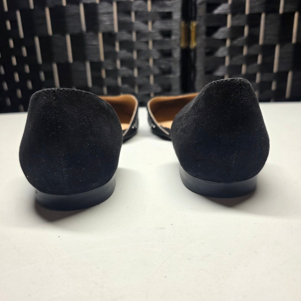 Isaac Mizrahi New York Black Studded DOrsay Pointed Toe Flats Shoes Women's 9.5 - Picture 7 of 8